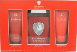 Lamborghini Sportivo Gift Set 125ml EDT Spray + 100ml Shower Gel + 100ml Aftershave Balm