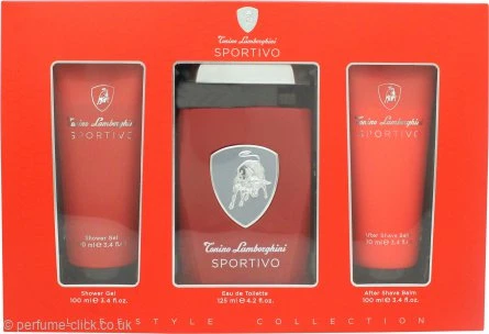 Lamborghini Sportivo Gift Set 125ml EDT Spray + 100ml Shower Gel + 100ml Aftershave Balm