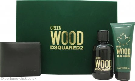 DSQUARED2 DSquared² Green Wood Gift Set 100ml EDT + 100ml Shower Gel + Wallet