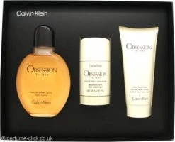 Calvin Klein Obsession Gift Set 125ml EDT + 75ml Aftershave Balm + 75g Deodorant Stick